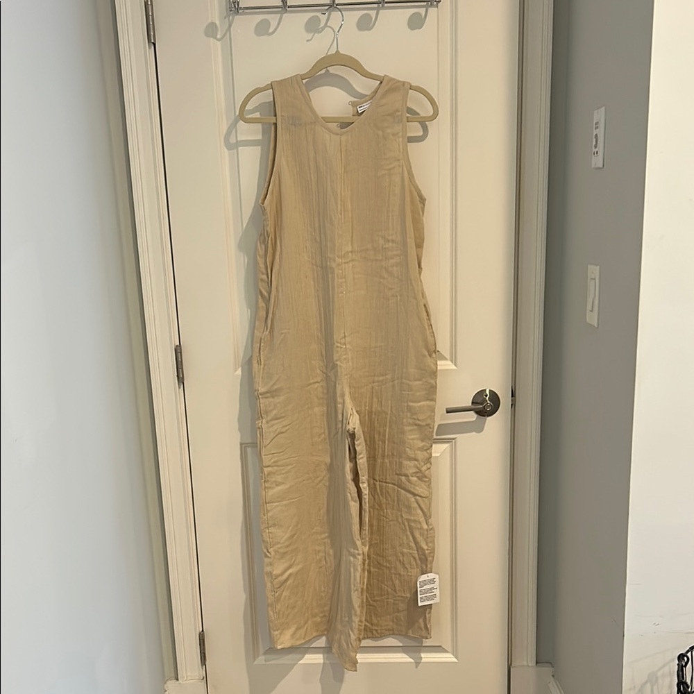 Beige Sleeveless Jumpsuit